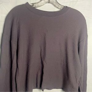 Purple, waffle knit sweatshirt.